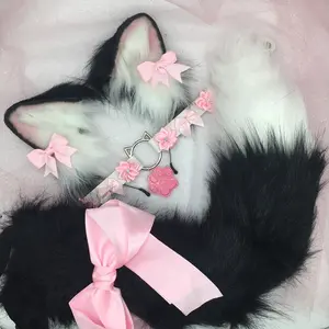 black ear necklace Halloween costume kawaii goth black ear necklace Halloween costume kawaii goth