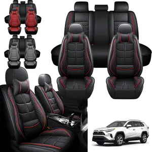 For TOYOTA RAV4 Car Seat Covers Waterproof Luxury Leather Cushion Protectors,5-Seats Front Rear Set, Fits 40/60 Split Rear Seat