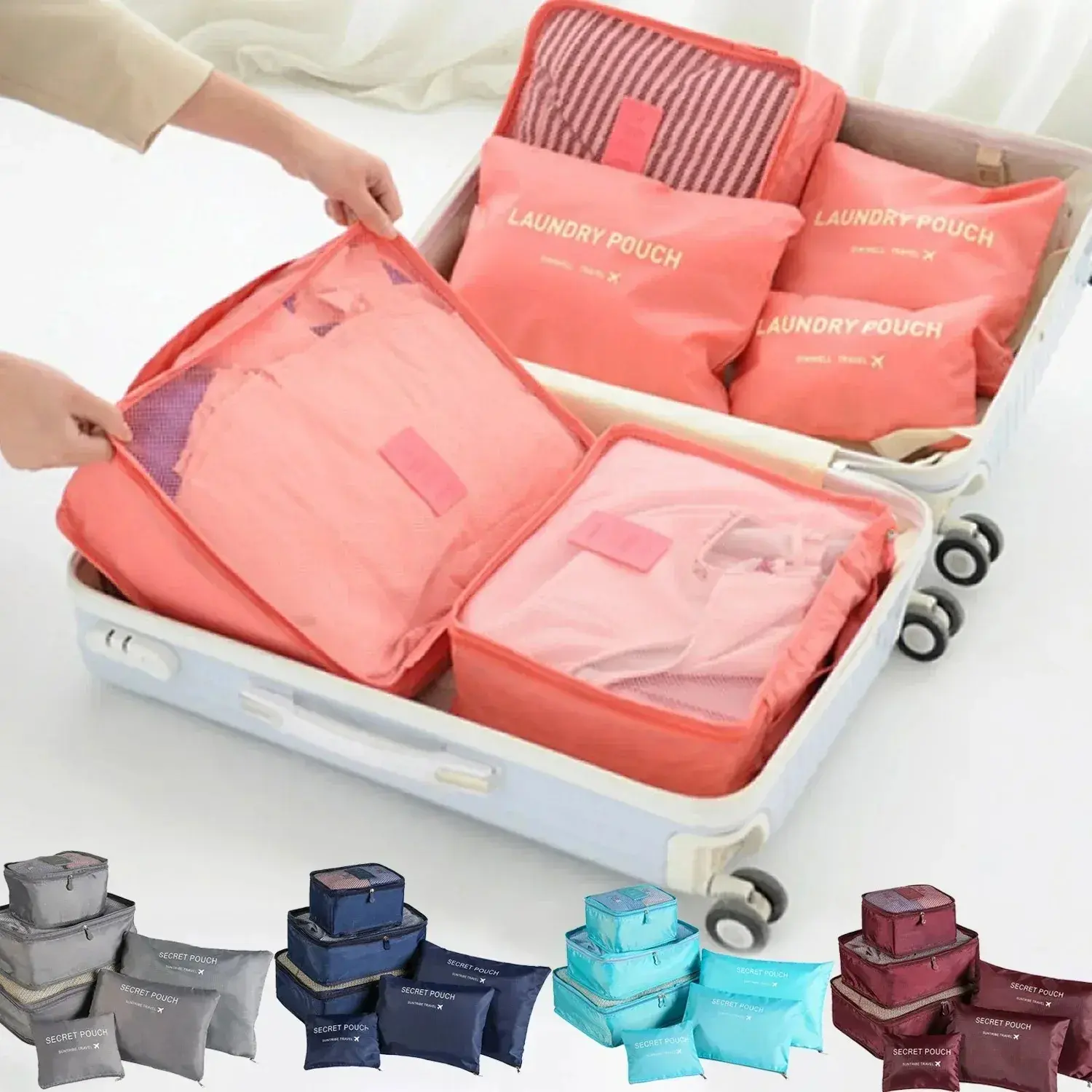 6pcs Travel Packing Cubes Set Suitcase Organizer Bags Clothes Storage Pouches Luggage Travel Accessories
