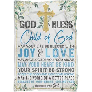 Baptism Blanket for Son, Baptism Gift for Boys, Godchild Baptisms Blankets, New Parents Gifts, Blue Blankets, Bless Blanket for Boy, Décor for Nursery