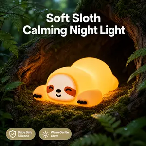 Cute Sloth Silicone Night Light, Touch-Activated Light, Cute Gift for Girls and Kids, Nursery Decor, Birthday Gift, Night Light, Cartoon, Anime, Bedside Lamp, Table Lamp, Baby Lamp, For Boys, For Kids, Soft Light, Bedroom Light, Mood Light.