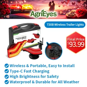AgriEyes T30B Angel Wings Wireless Trailer Lights with Suction Cup, Type-C Rechargeable Magnetic Towing Light