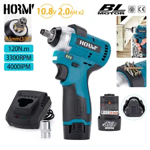 Hormy 10.8V Brushless 3/8 inch Mini Electric Wrench Dual Battery Set 120N.m Electric Screwdriver For Makita 10.8V Lithium Battery