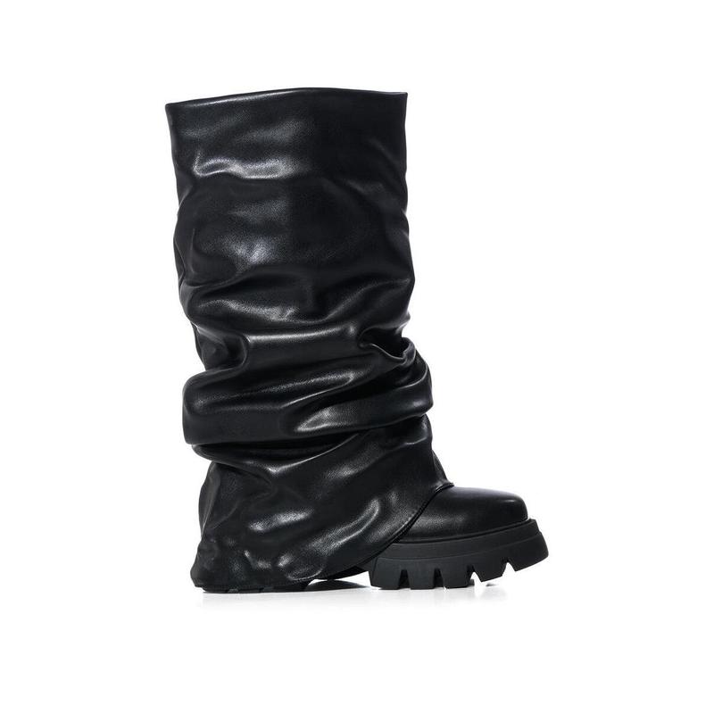 AZALEA WANG MATE BLACK RUCHED BOOT