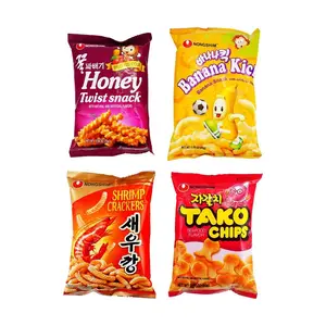 Nongshim Korean Snack Variety Pack - Shrimp Crackers, Banana Crisps, Honey Twists, Octopus Chips (4 Bags, 255g)