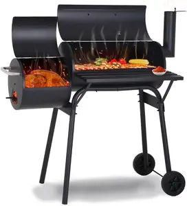 Charcoal Grills Outdoor Barbecue Grill BBQ Grill with Wheels Outdoor Removable Vertical Patio Grill for Backyard Camping Picnics Utensils