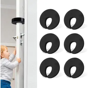 6 count  Door Pinch Guard, Door Finger Pinch Guard for  Room,  Door Stopper for Single Area Use,  Safety Finger Protection,  & Wall-Friendly, White/Black