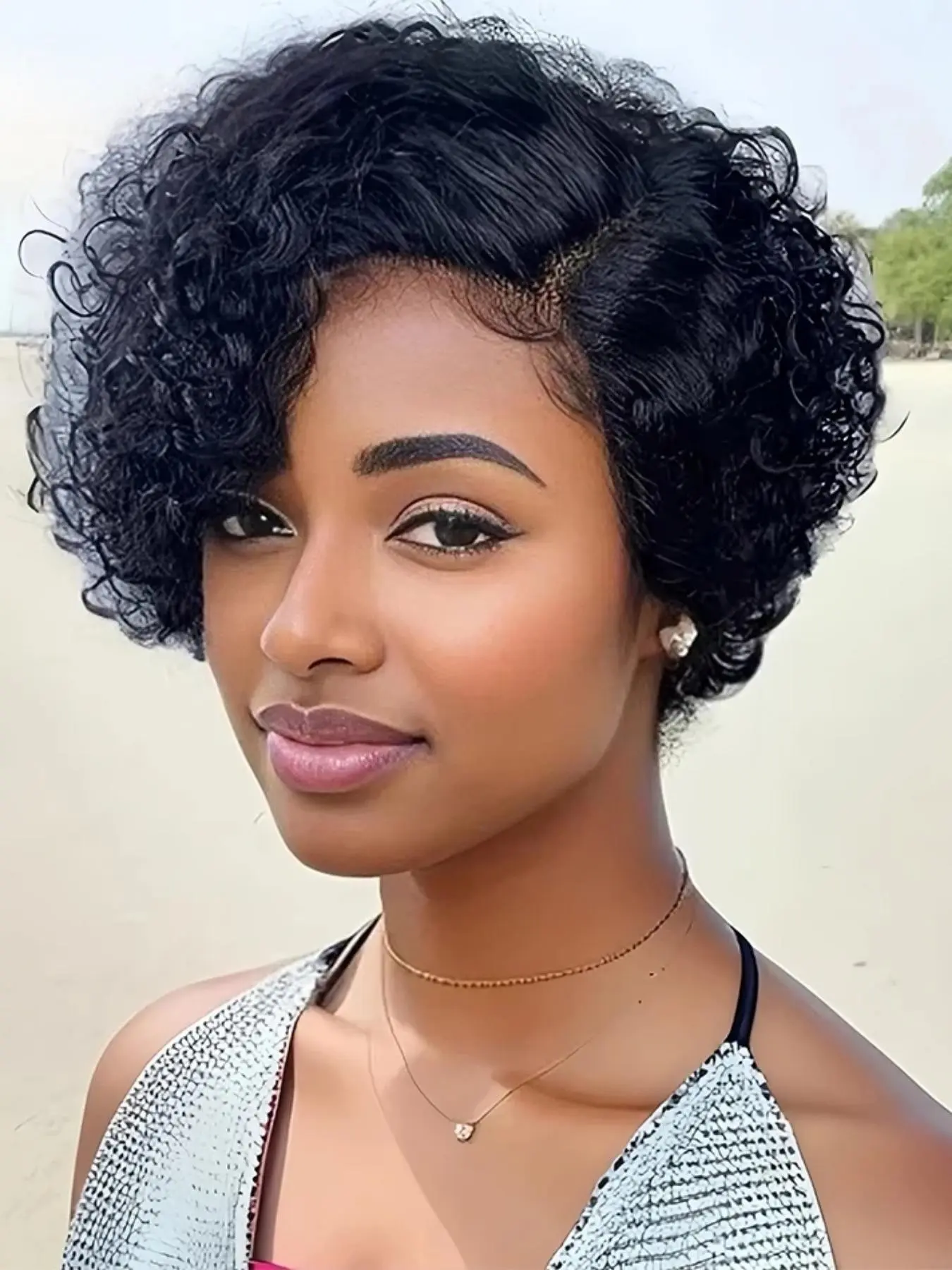 13x4x1 T Part Pixie Cut Wig, Water Curly Human Hair Wig, Natural Color Short Wigs for Women, Stylish & Versatile Design, High Quality Wig, Easy Styling Wig, Realistic Wig, Glueless Part Wig, Stylist Friendly Wig, Beginner Friendly Wig, Glueless Wear Wig