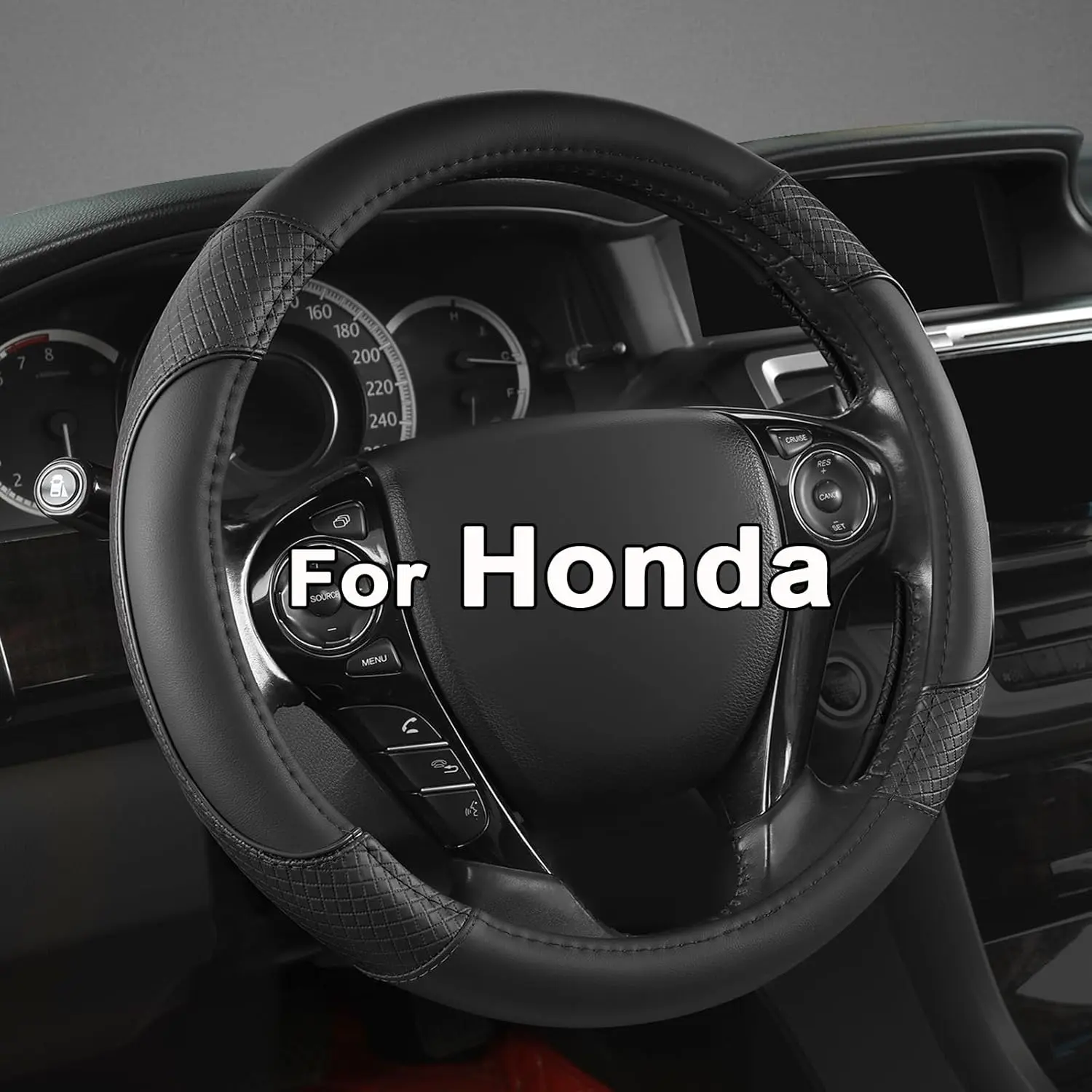 Panda Protective Steering Wheel Cover - Small Size A-Black Car Accessory, Fit for Honda Civic Series (2006-2015), CR-Z, Insight, S2000 Automotive Interior Accessory