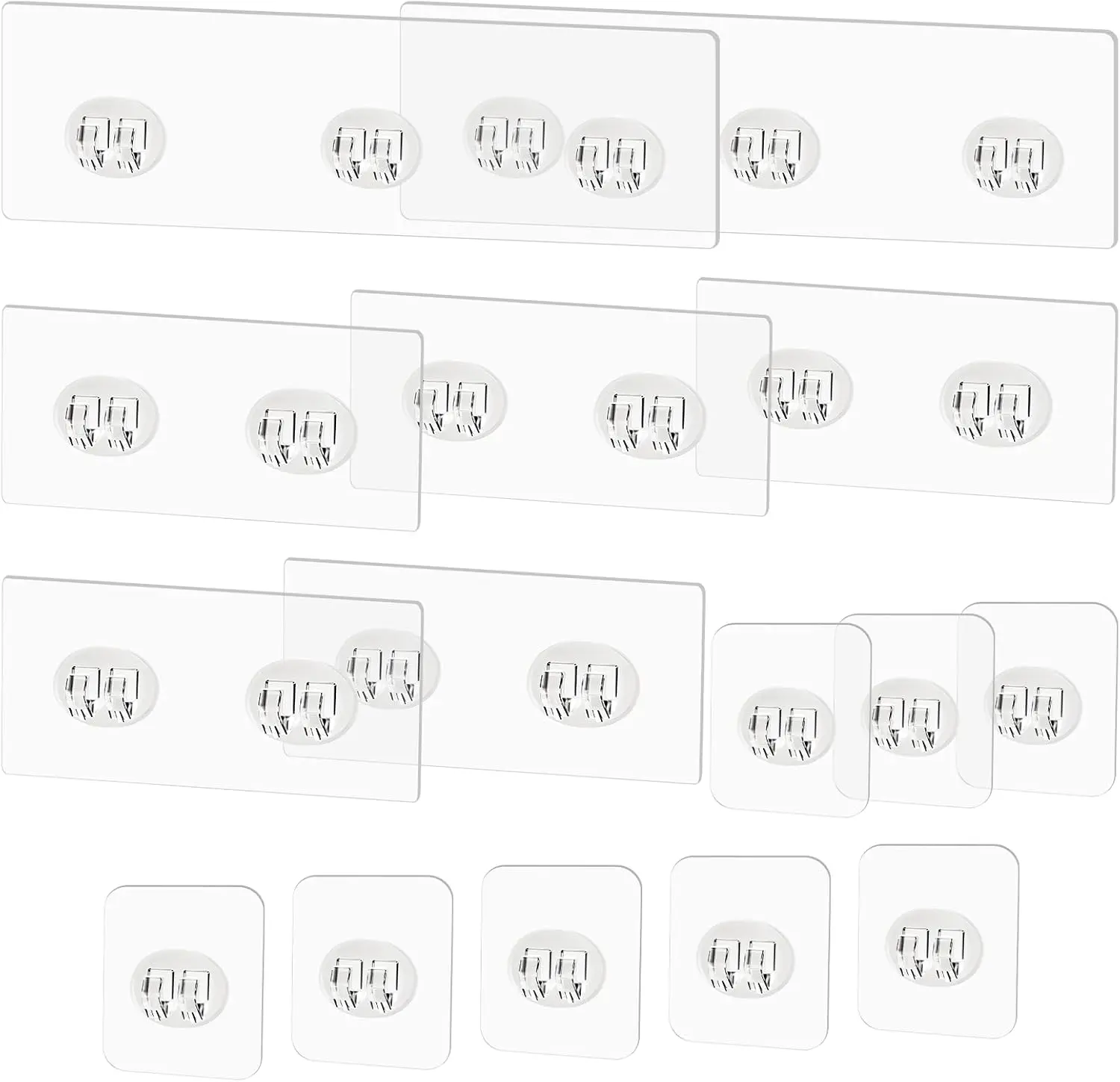 15 Pack Shower Caddy Adhesive Replacement - Strong No Drilling Shower Shelf Adhesive Hooks for Bathroom Storage Shelves & Kitchen Racks, 3 Sizes Included