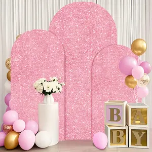 3pcs 6ft 6.6ft 7.2ft Wedding Arch Cover Sequins Arch Cover Metallic Arch Stand Cover Spandex Arch Backdrop Cover Payette Glitter Arch Cover for Birthday Party Wedding Decoration