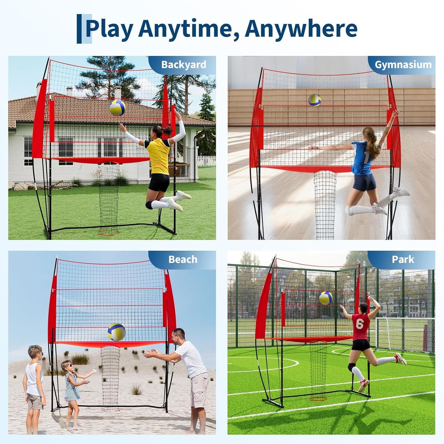 Portable Volleyball Net 8x11 FT, Height Adjustable Volleyball Equipment with Carry Bag, Easy Setup Training Net for Indoor, Outdoor, Beach, Backyard Portable Volleyball Net 8x11 FT, Height Adjustable Volleyball Equipment with Carry Bag, Easy Setup Training Net for Indoor, Outdoor, Beach, Backyard