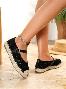 Women's Fashionable Plain Color Espadrilles, Casual Comfortable Round Toe Mary Jane Flats Loafers, Female All-match Shoes for Daily Wear, Girl