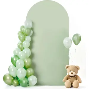 Green Arch Cover, 7.2 ft Spandex Wedding Balloon Arch Covers Stretchy Backdrop, Round Top Photo Stand Cover for Birthday,  Shower, Party,  Double-Sided (Matcha Green, 7.2 ft)