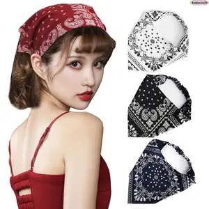 Unisex 3-Pack Stretch Chiffon Paisley Bandana Headbands, Triangle Head Scarf with Triangle Top, Boho Hair Wraps for Bandana Hairstyle, Daily Wear, Festivals