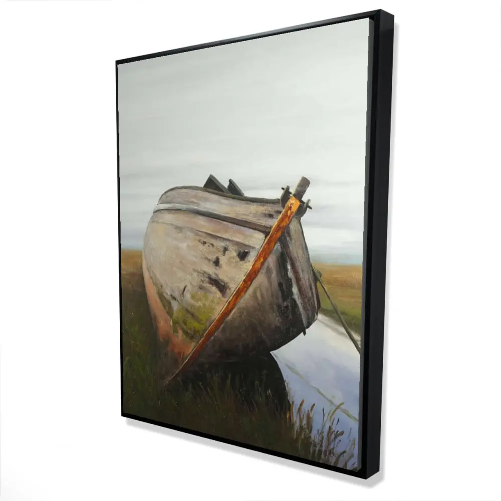 36x48 in Artistic 360-Stand Nature Art Wall Print - Old Abandoned Boat in Swamp, Contemporary Bedroom Decor, Home Inspo Decoration, Posters & Prints Home Supplies