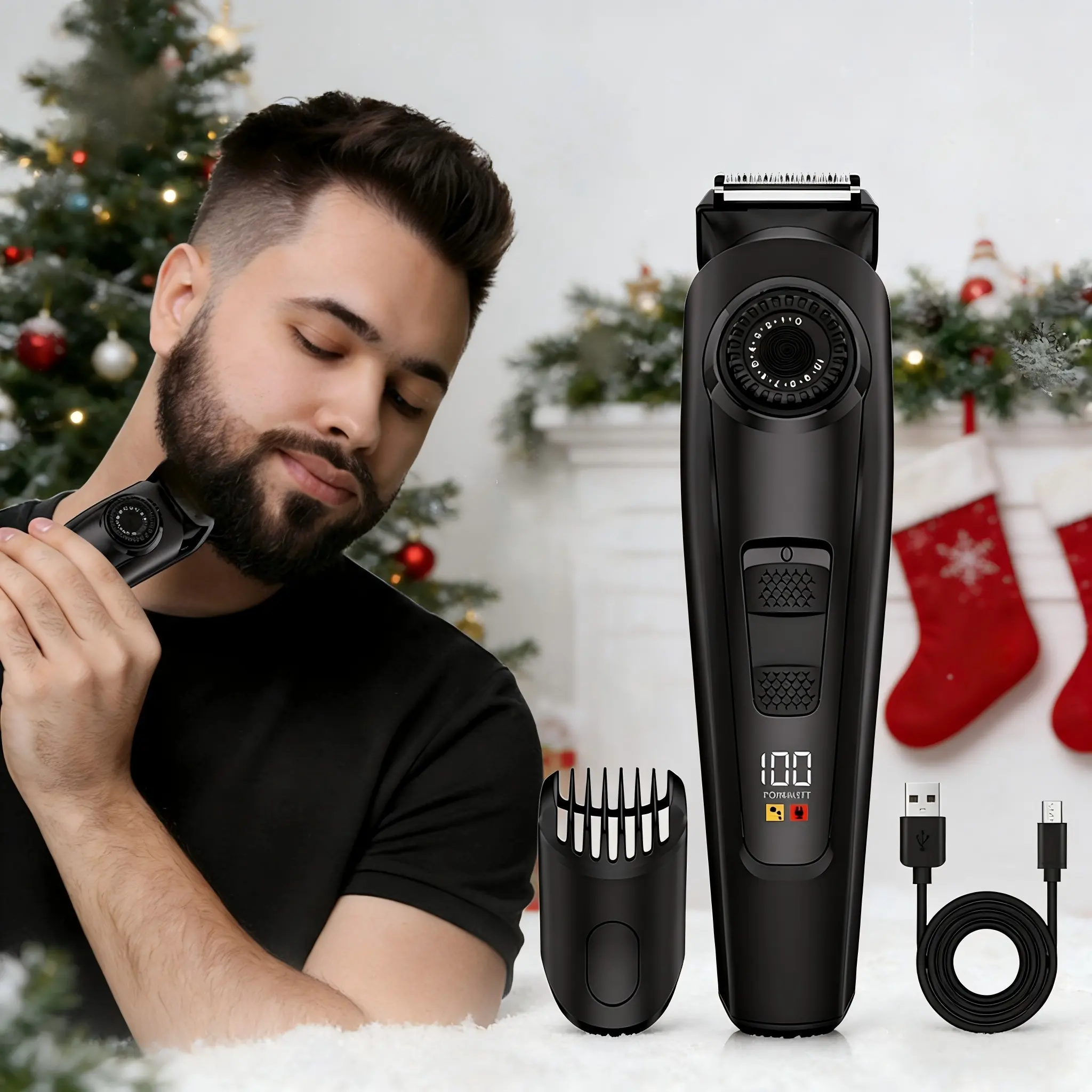 Electric Beard Trimmer for Men, 1 Box USB Rechargeable Mustache Trimmer, Portable Beard Shaver for Men, Men's Gift, Trimmer Clipper