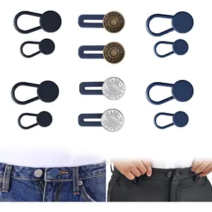 Button Extenders for Jeans, 12 count Adjustable Waistband Expander for Women & Men, No-Sew Pants Extender, Buttons for Jeans Fits , Maternity, Denim - 1-1.8 Inches