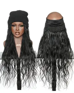 26" Glueless Boho Braids Band with Human Hair Body Wave Curls (Single Braid 22")