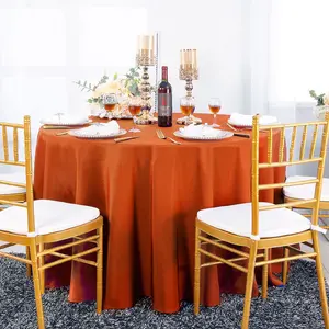 120" Seamless Round Premium Polyester (240 GSM) Tablecloth - Rust/Burnt Orange (1pc)