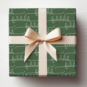 Christmas Carol Wrapping Paper Roll, Modern Green Christmas Wrapping Paper Script, Modern Holiday Gift Wrap Falalalala