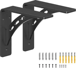 6 inch x 5 inch Heavy Duty Shelf Brackets , Alloy Metal Mantel Brackets (Set of 2) Fireplace Mantel Brackets - Countertop Support (6'' x 5 '')