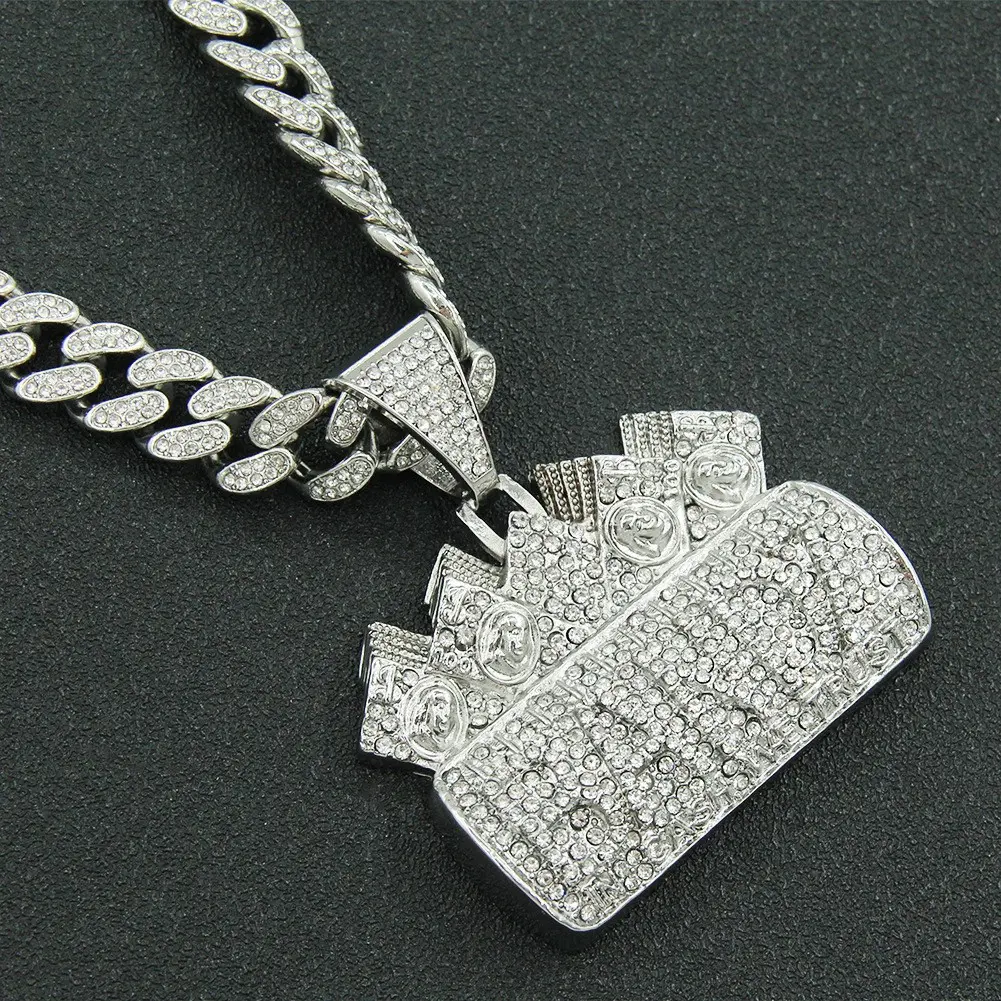 MS Letter Dollar Hip-Hop Bandz Pendant Thickened Cuban Link Chain Jewelry for Men, American Style Nightclub Rapper Accessory, High-Density Autumn Cuban Links Necklaces, Link Chain Necklaces frownies