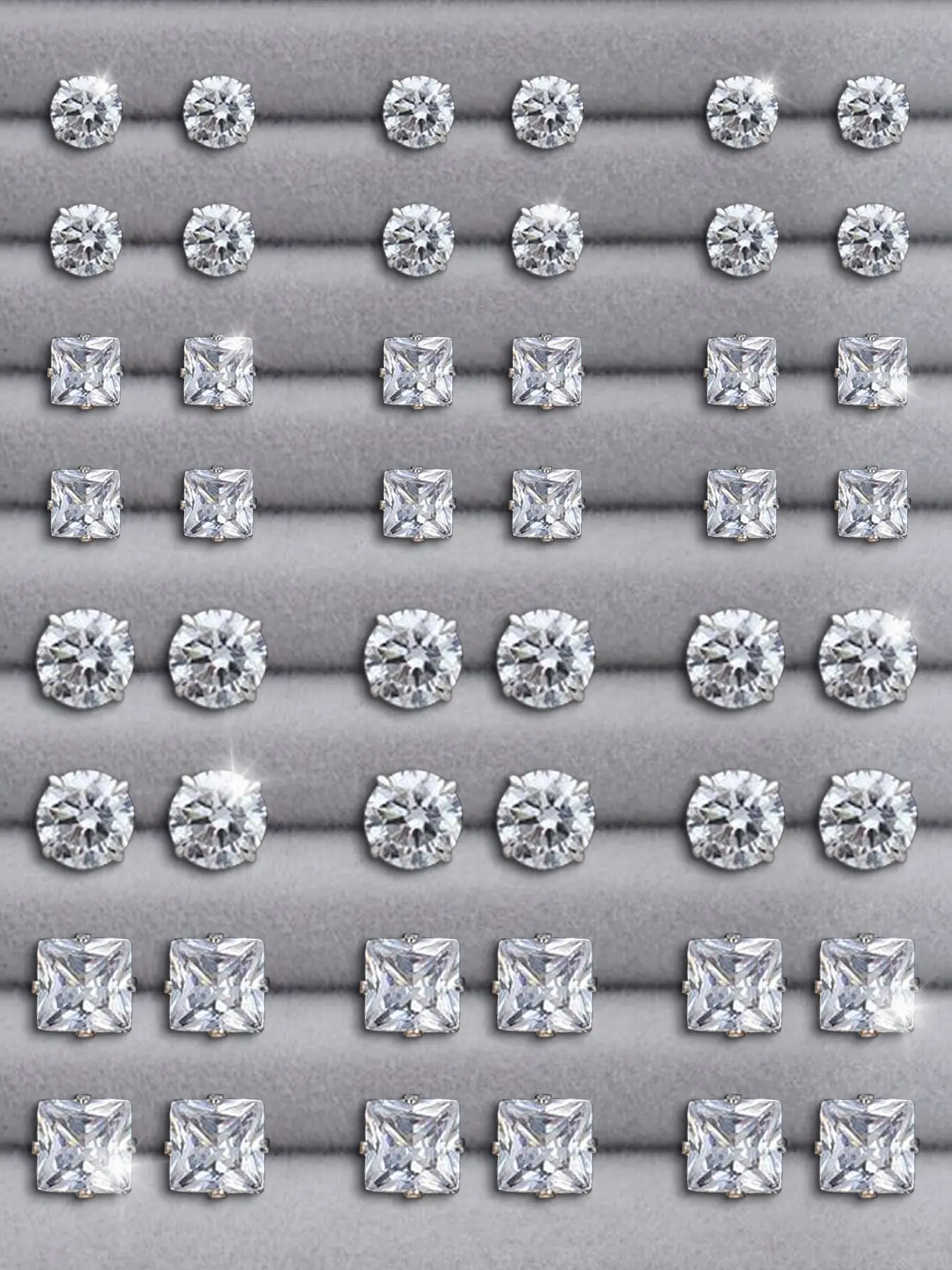 24/36 Pairs Unisex Ear Studs, Stud Earring Sets, Elegant Geometric Heart Design, Artificial Zircon, All-Season Sparkling Jewelry, Perfect for Gifts