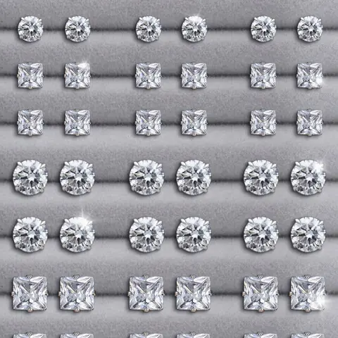 24/36 Pairs Unisex Ear Studs, Stud Earring Sets, Geometric Zircon Earrings, Elegant Geometric Heart Design, Artificial Zircon, All-Season Sparkling Jewelry, Perfect for Gifts