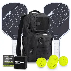 Professor Pickleball PHD White Edge Bundle - 2 PHD, Court Commander Backpack, 4-Pack of Pickleballs, Pickleball Paddle Eraser