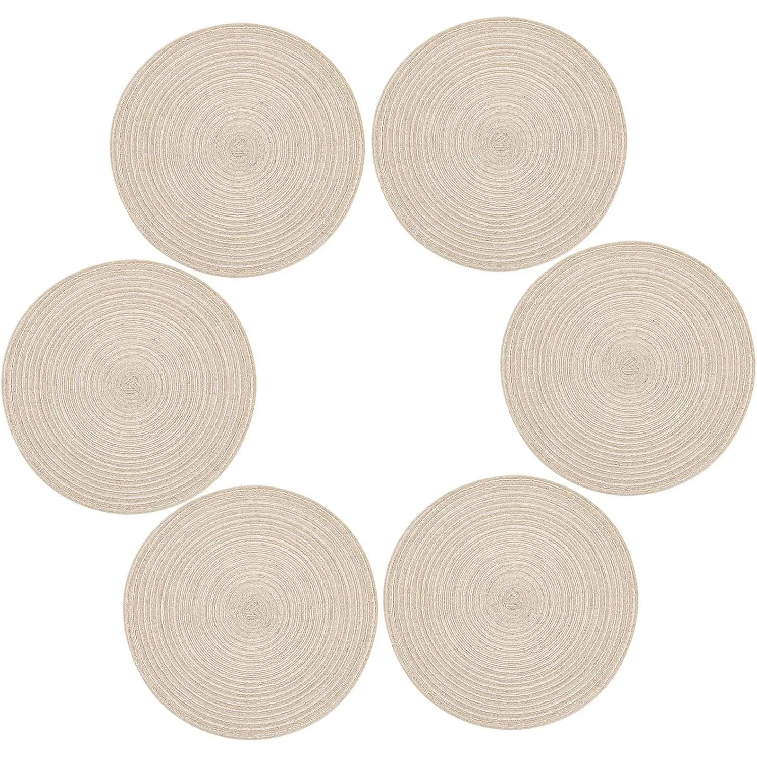 14 Inch Round Placemats Heat-Resistant Stain Resistant Anti-Skid Washable Polyproplene Table Mats Placemats (Set of 6)