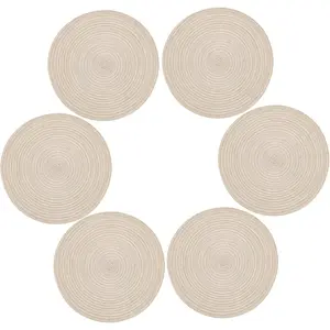 14 Inch Round Placemats Heat-Resistant Stain Resistant Anti-Skid Washable Polyproplene Table Mats Placemats (Set of 6)
