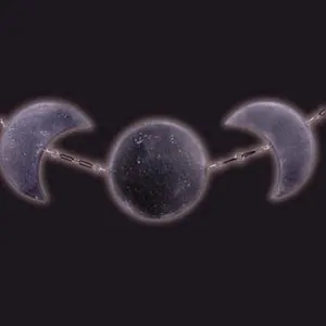Black Laser Holographic Glow Moon Phase Wall Hanging – 53 Inch Celestial Decor with Wire-Wrapped Quartz Pointer