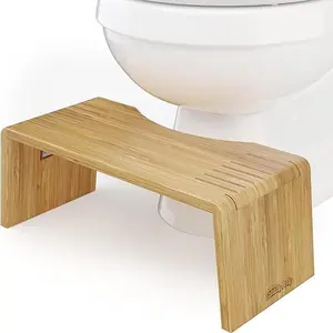 Squatty Potty Oslo Folding Bamboo Toilet Stool – 7 Inches, Collapsible Bathroom Stool for Kids and Adults – Brown, Portable and Space-Saving