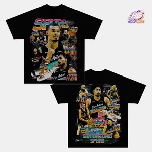 Antonio Rising Stars Graphic Tee, Vintage Basketball Team T-Shirt, Court Action Fan Merch, Double Sided Hoops Collage Tee, Young Core Basketball Shirt, Sports Lover Gift, Streetwear Unisex Cotton T-Shirt