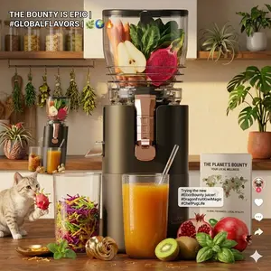 6" Extra Large Whole Fruit Feed Chute Cold Press Juicer 300W High Power Slow Masticating Juice Extractor with 57oz Capacity Easy Clean High Yield Coldpress Juicer Machine for Healthy Nutrient Rich Juice