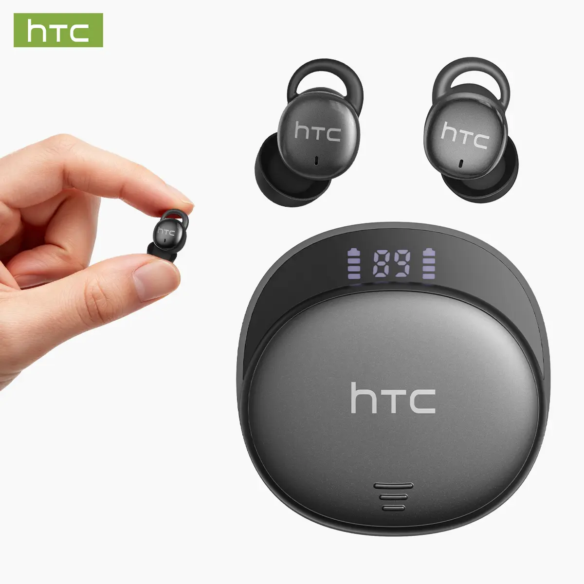 HTC NE97 Wireless Bluetooth Sleep Earbuds featuringBluetooth 6.0, Noise Cancellation, and White Noise Functions;Compact and Discreet, Designed to be Pressure-Free for Sidesleepers; Suitable for Travel and Side-Sleeping.