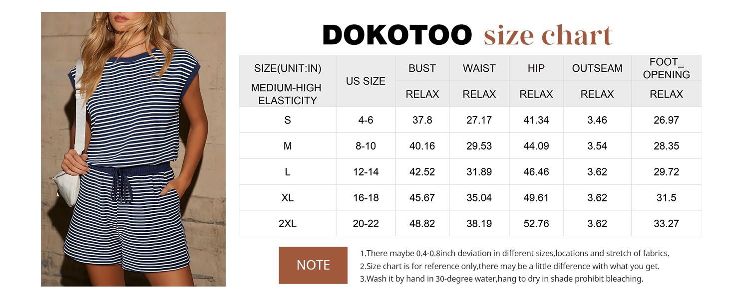 Dokotoo Women's Rompers for Summer Outfits One Piece Jumpsuits Casual Cap Sleeve Crewneck Loose Brown Striped Shorts Overalls 2026 Fashion Summer Clothes - Womenswear