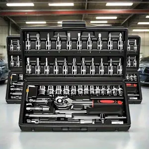 46 Pieces 1/4 inch Drive Socket Ratchet Wrench Set, with Bit Socket Set Metric and Extension Bar for Auto Repairing and Household, with Black Storage Case