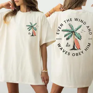Comfort Colors Even the Wind and Waves Obey Him Shirt, Christian Beach Shirt, Mark 4:41 Bible Verse Tee, Gift for Christians