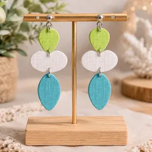 Sea Glass Shores Polymer Clay Dangle Earrings | Beachy Turquoise White Green | Lightweight Coastal Jewelry | Handmade Boho Earrings
