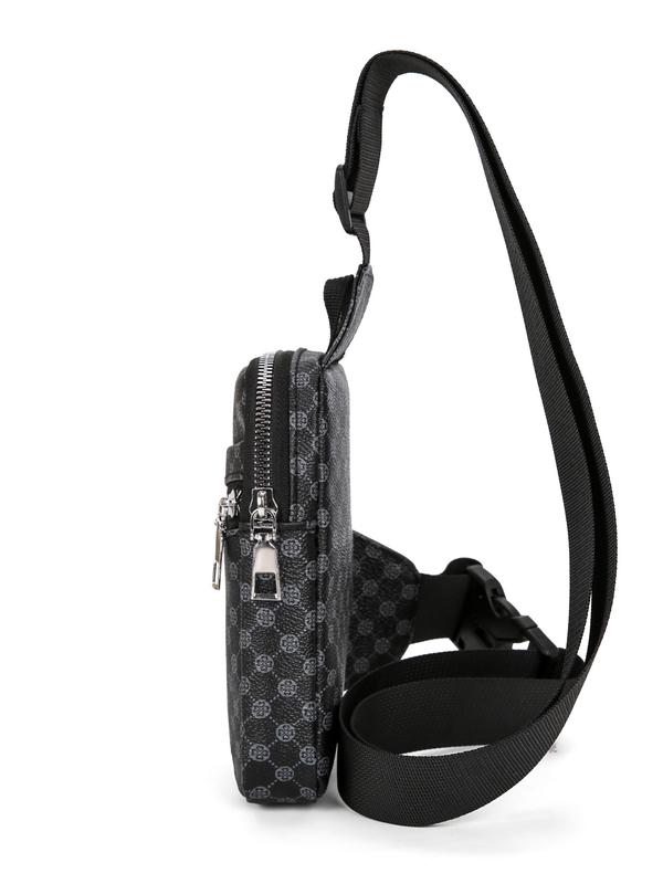 Men's Casual Solid Color Zipper Belt Bag, Fashionable Lightweight Chest Bag for Daily Commuting, Portable Sling Bag for Men, Zipper Fanny Pack