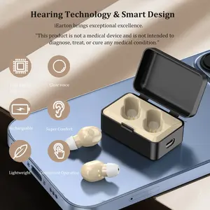 One set with charging bin Personal Chargeable HearingAmplifier, Polymer Lithium Battery, Compact ear-Hanging Design, easy to carry, easy to operate, worn byleft and right ears, suitable for adult Sound AmplifierHeadphones!