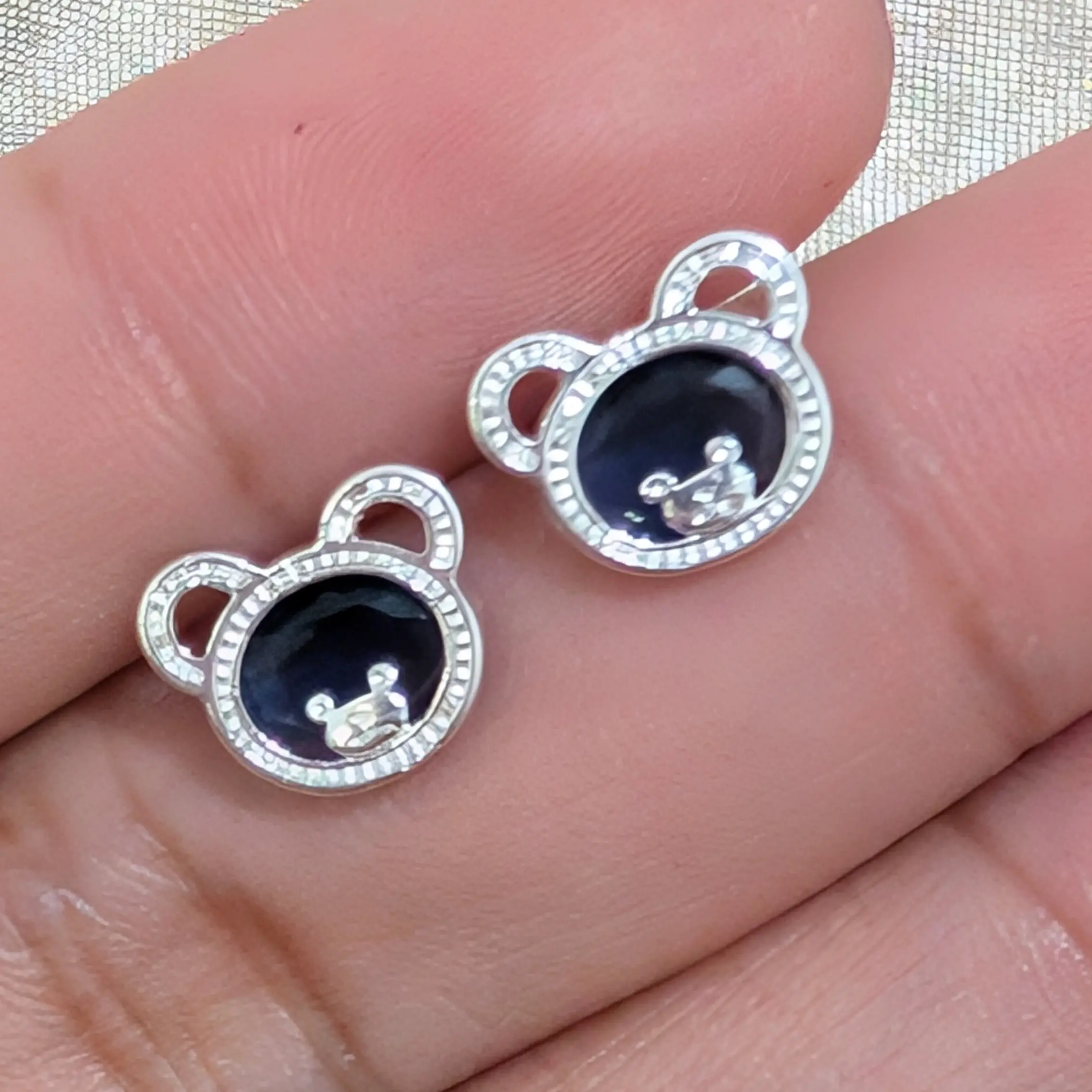 Silver 925 Bear Stud Earrings | Handmade in Taxco, Mexico