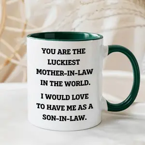 Funny Mother In Law Mug Gift from Son In Law, White Ceramic Coffee Cup