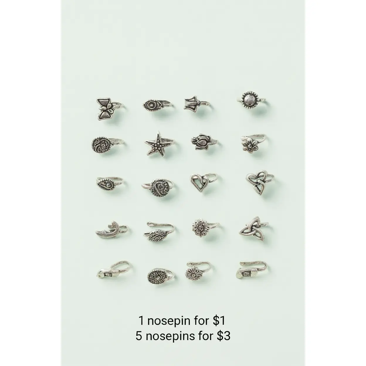 Non-Piercing Nose Ring Jewelry, Bold Color Stones Fake Piercings, Custom Mix Set Modern Ethnic Statement Body Jewelry, Wedding, Female, Lightweight, Body Jewelry Set