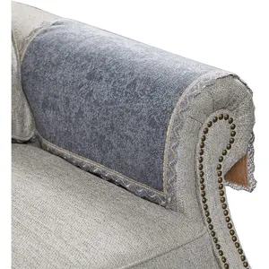 Couch arm Covers,Non-Slip lace Sofa arm Covers Set of 2 Washable Sofa armrests Covers for Living Room Recliner Chair arm Cover Protectors for Leather Sofa armrest slipcover (GYDF-Grey)