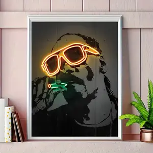 1pc Neon Style Rapper Canvas Art Print, Frameless 30.48x40.64 cm, Creative Wall Decor for Home, Bedroom, Kitchen, Living Room, Bathroom, Hotel, Cafe, Office, Bathroom, Room Art Canvas Wall Poster