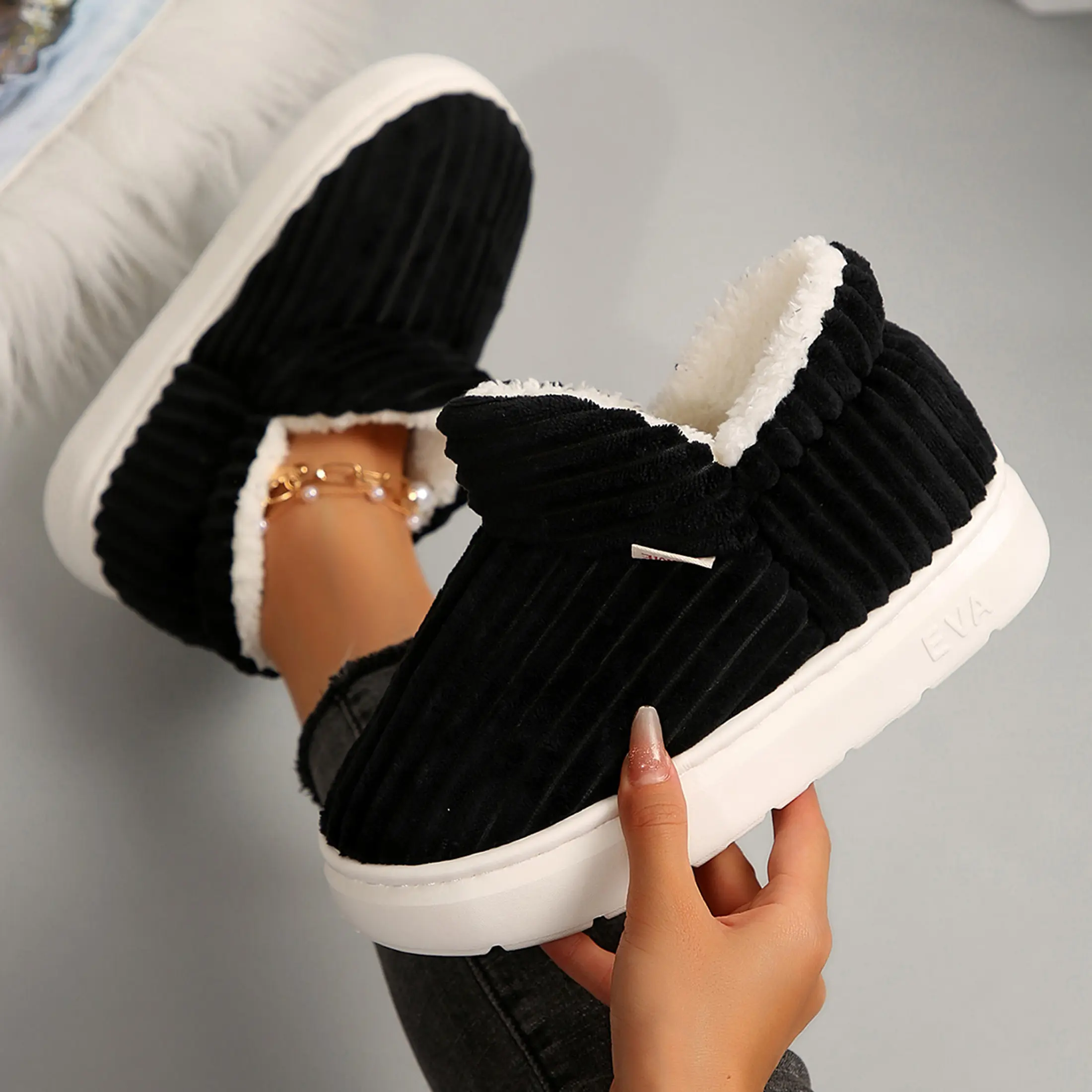 Women's Winter Home Slippers Memory Cotton Warm Closed Bottom Indoor Slippers