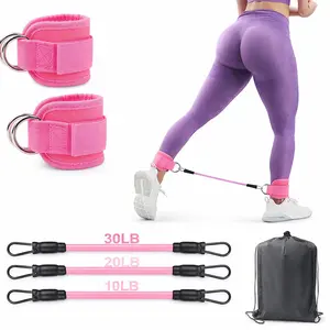 5-Pack Multi-Resistance Ankle Straps Set - Professional TPE Elastic Leg & Hip Exerciser for Women & Men | Ergonomic Fitness Cuffs with Secure Metal D-Rings for Glute Sculpting, Bodybuilding & Physical Therapy,Summervibes